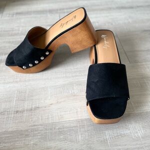 Black Clogs Slide Sandals with silver studs size 8.